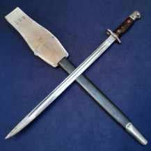 British Lee Enfield 1907 Pattern Bayonet, Chromed with Unusual Reverse Seam Scabbard 2